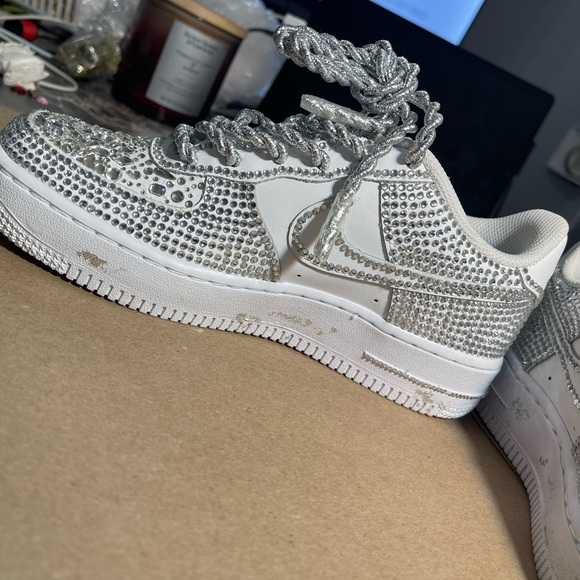 Custom Crystal Rhinestone Nike Air Force 1 – Size 4Y (Brand New, No Flaws) - Picture 10 of 17
